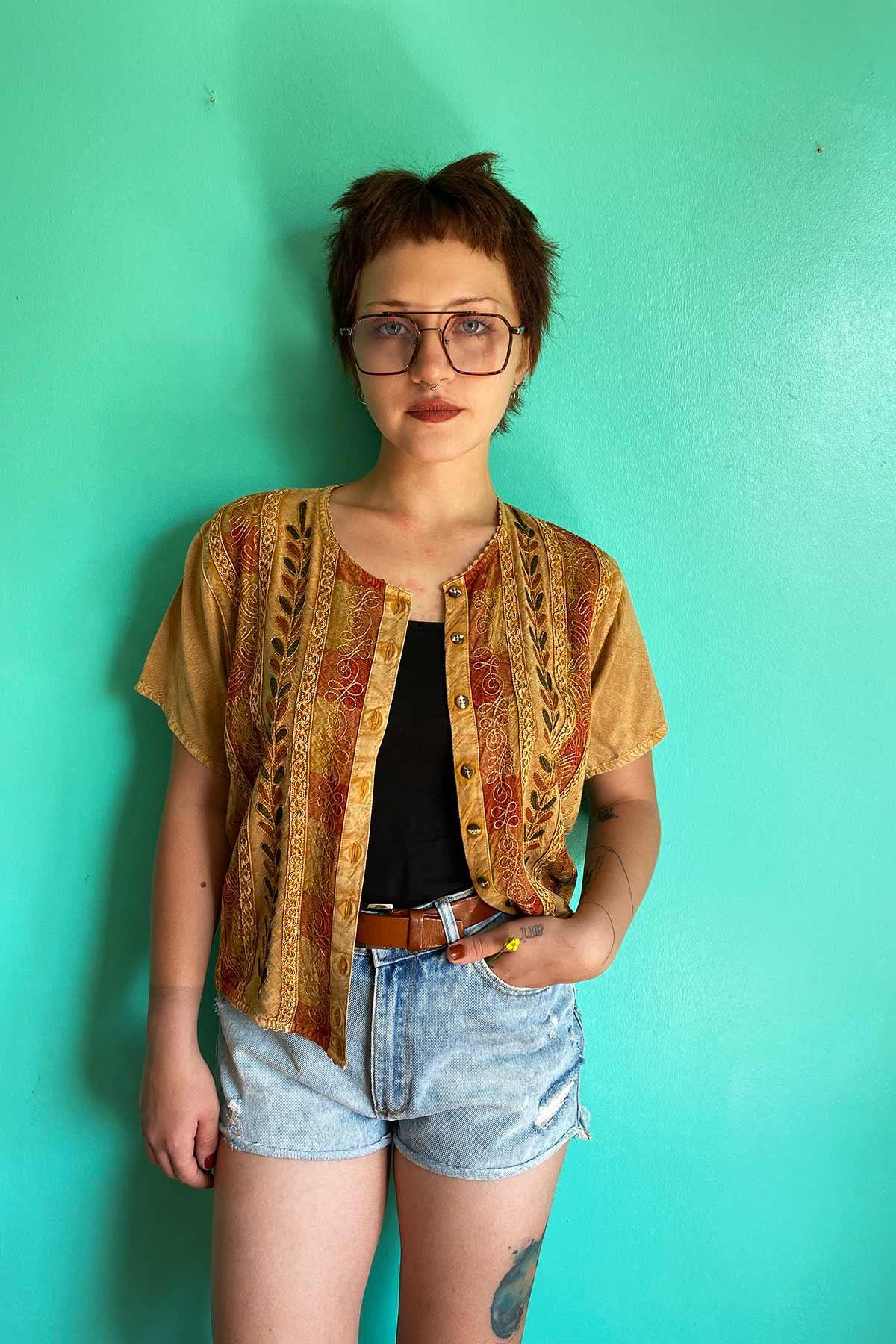 Vintage Etnik Rayon Gömlek