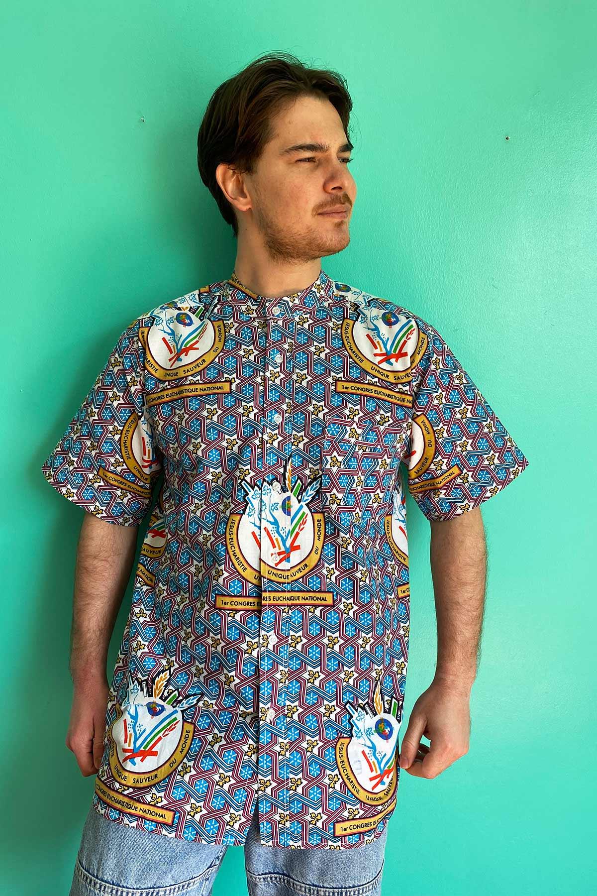 Vintage Hakim Yaka Desenli Gömlek