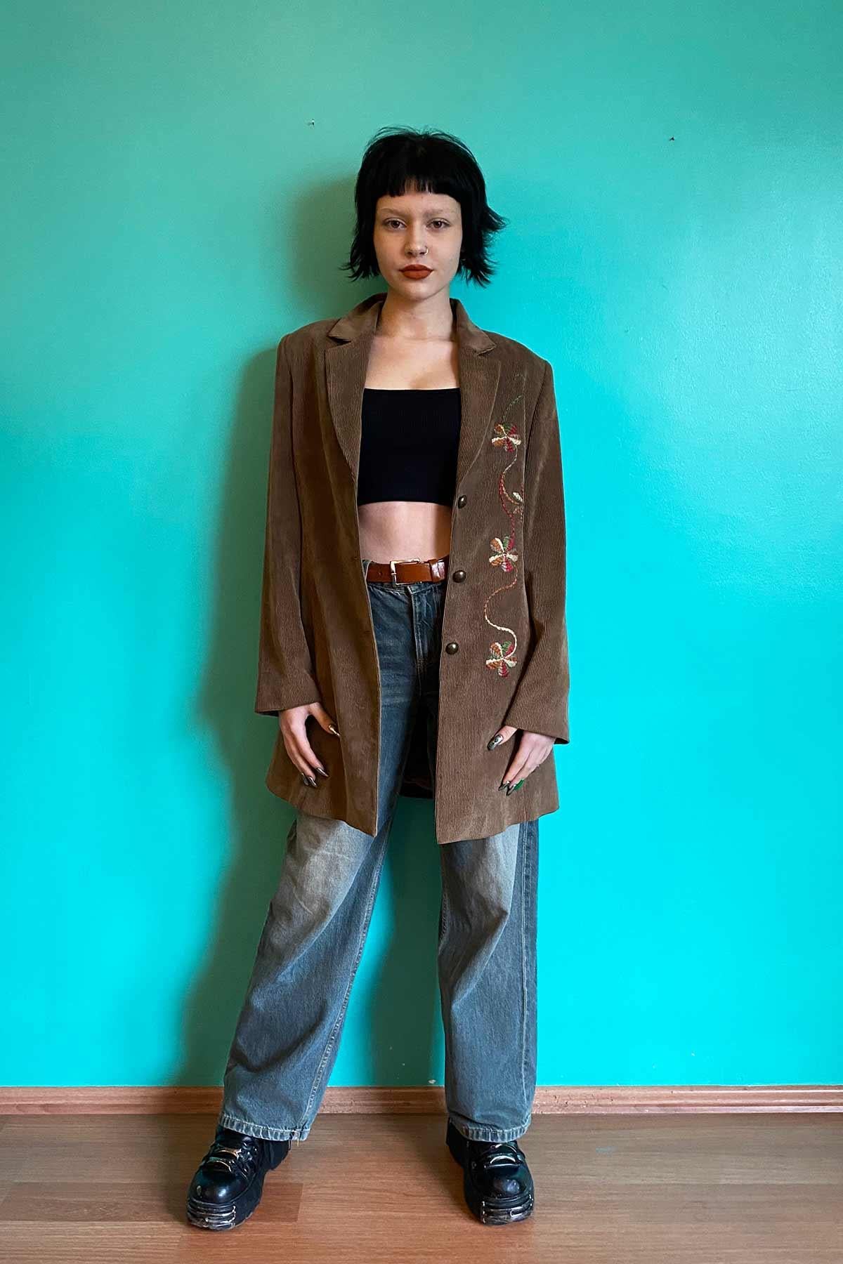Vintage İşlemeli Blazer Ceket