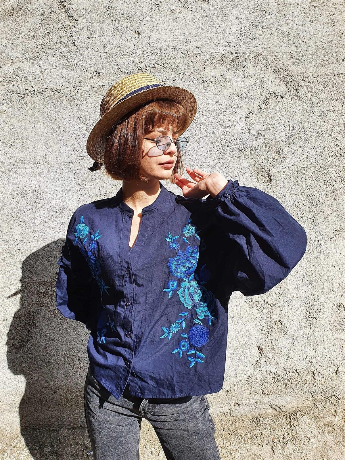 Vintage İşlemeli Gömlek