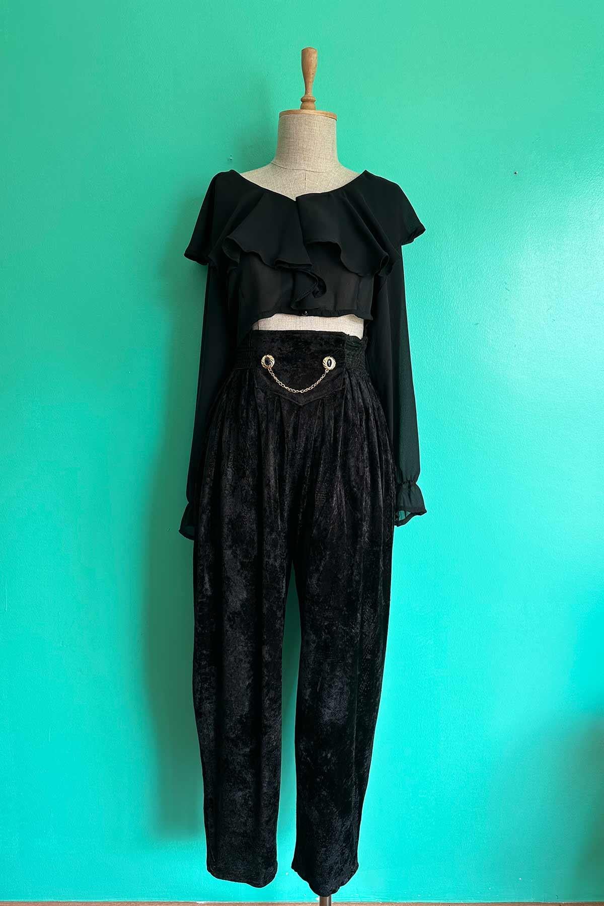 Vintage Kadife Siyah Pantolon