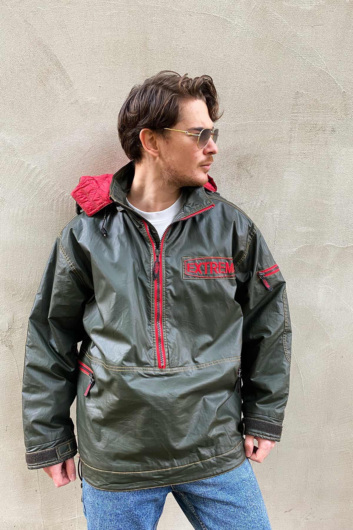 Vintage Kapşonlu Outdoor Kanguru Mont