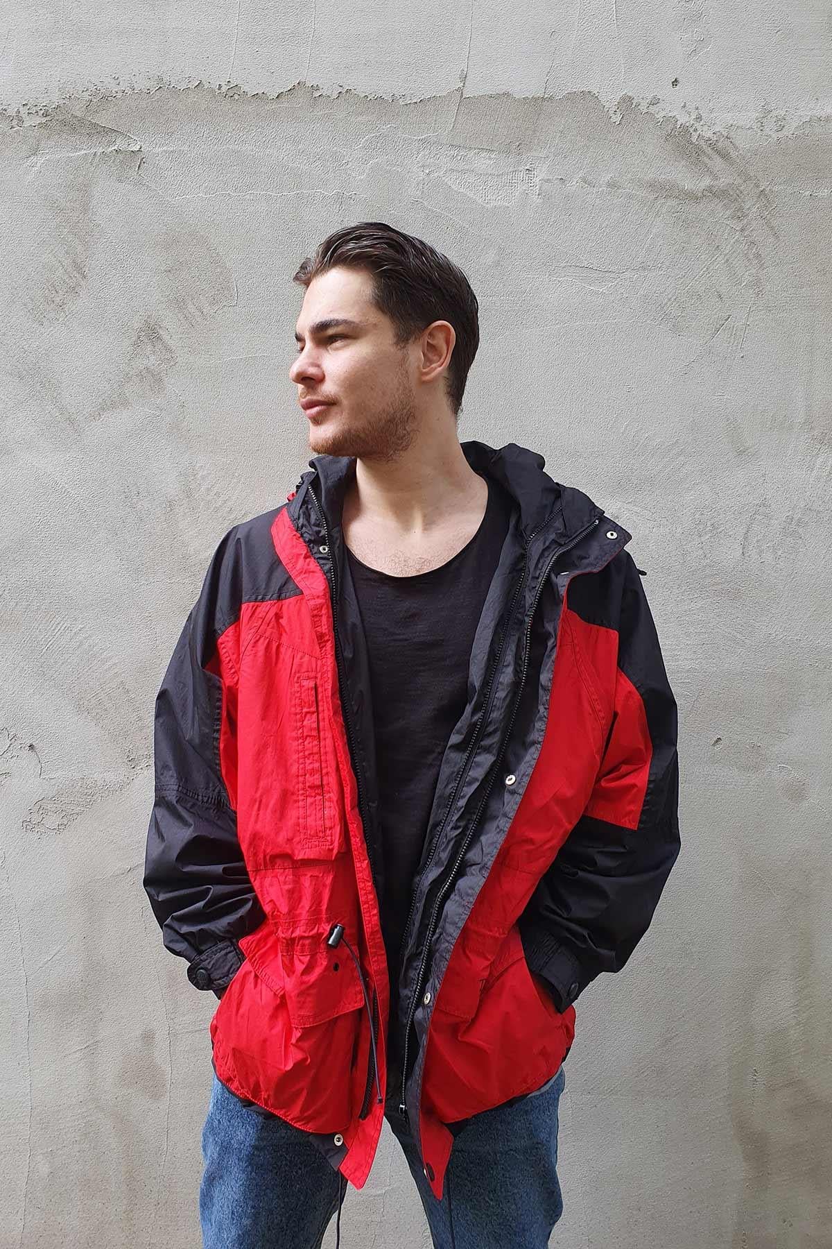 Vintage Kapşonlu Oversize Mont