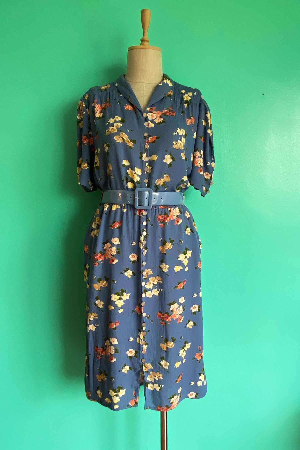 Vintage Kemerli Viskon Elbise