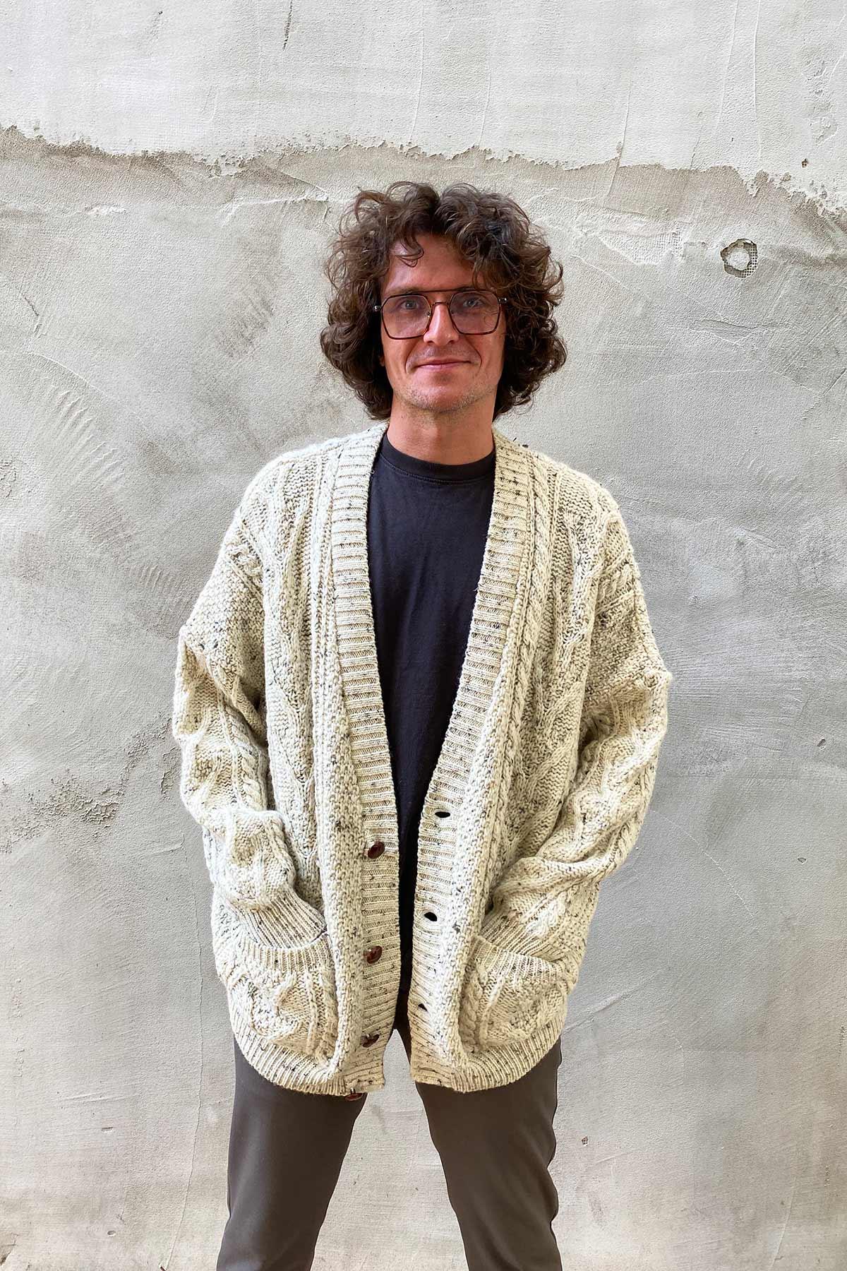 Vintage Kırık Beyaz Oversize Hırka