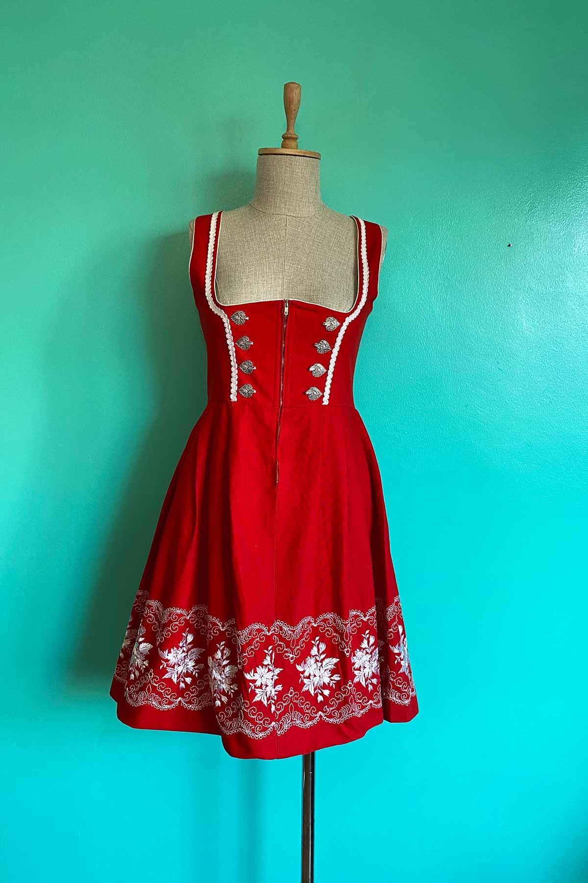 Vintage Kırmızı Bavyera Elbise