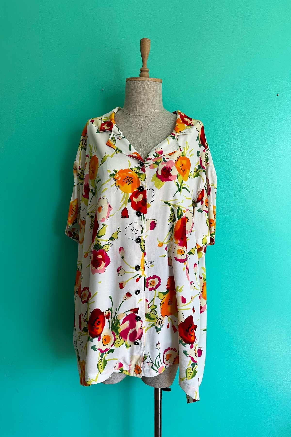 Vintage Kısa Kol Oversize Gömlek
