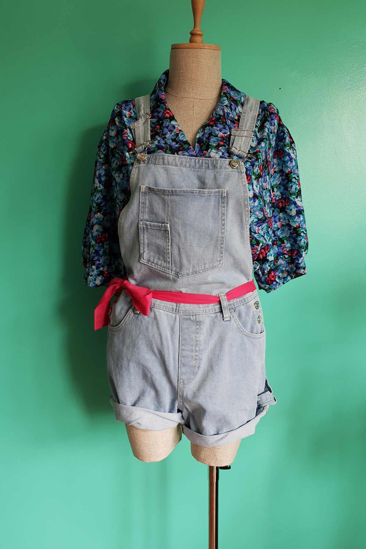 Vintage Kot Şort Tulum