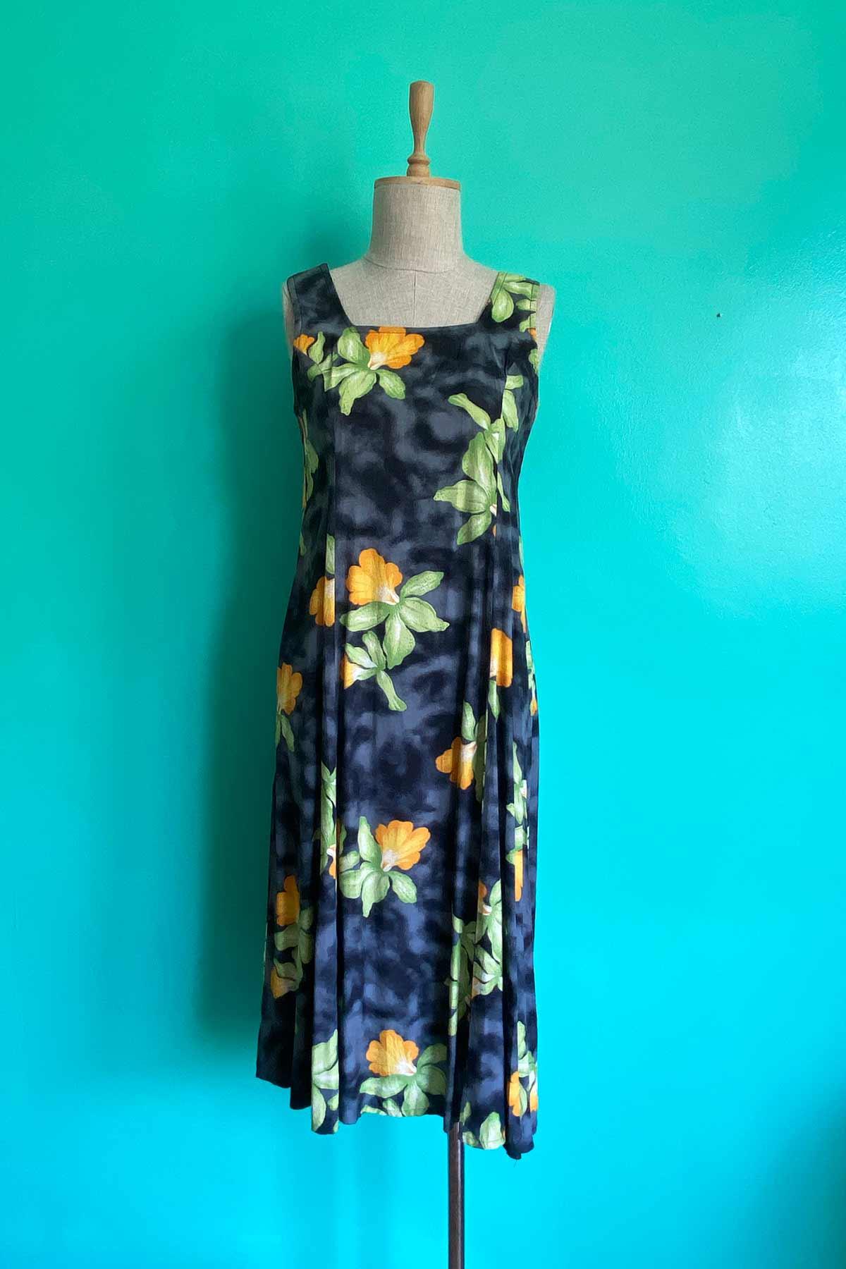 Vintage Kuşaklı Viskon Elbise