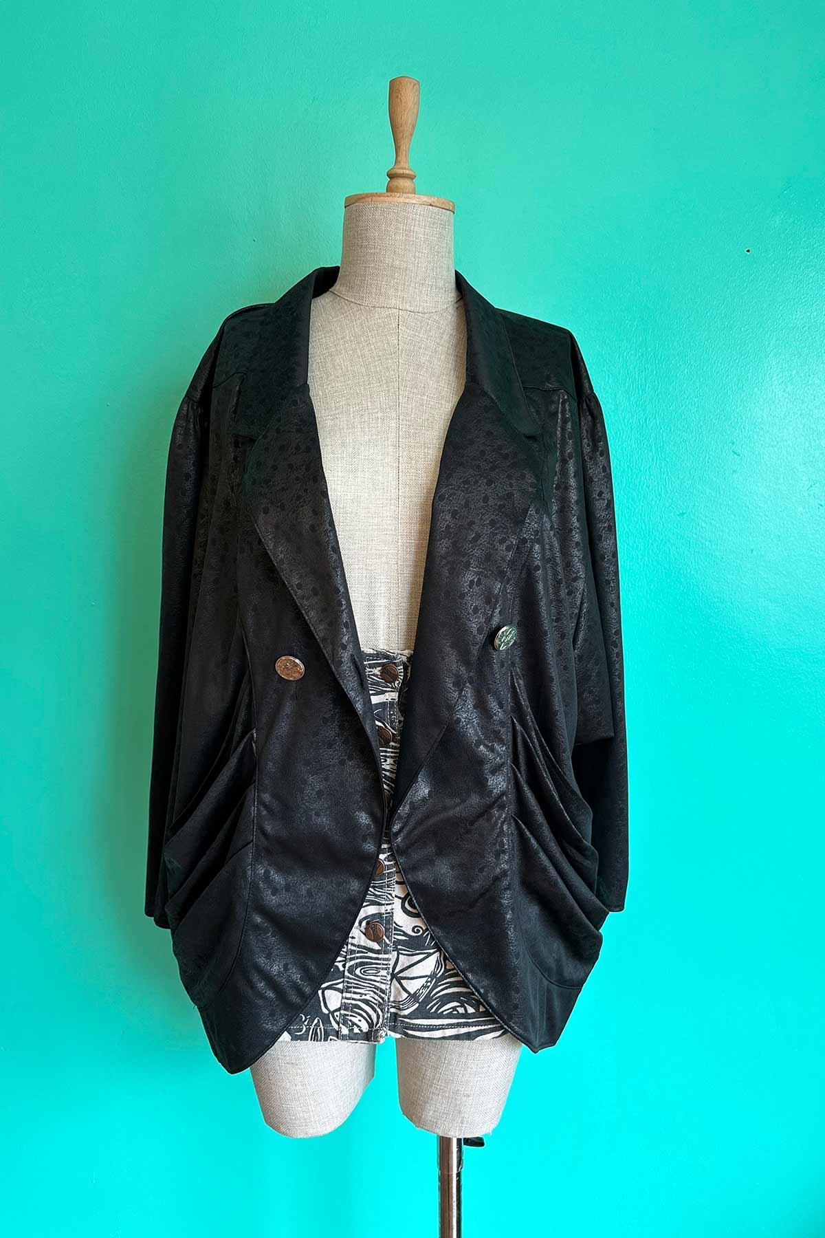 Vintage Mevsimlik Siyah Oversize Ceket