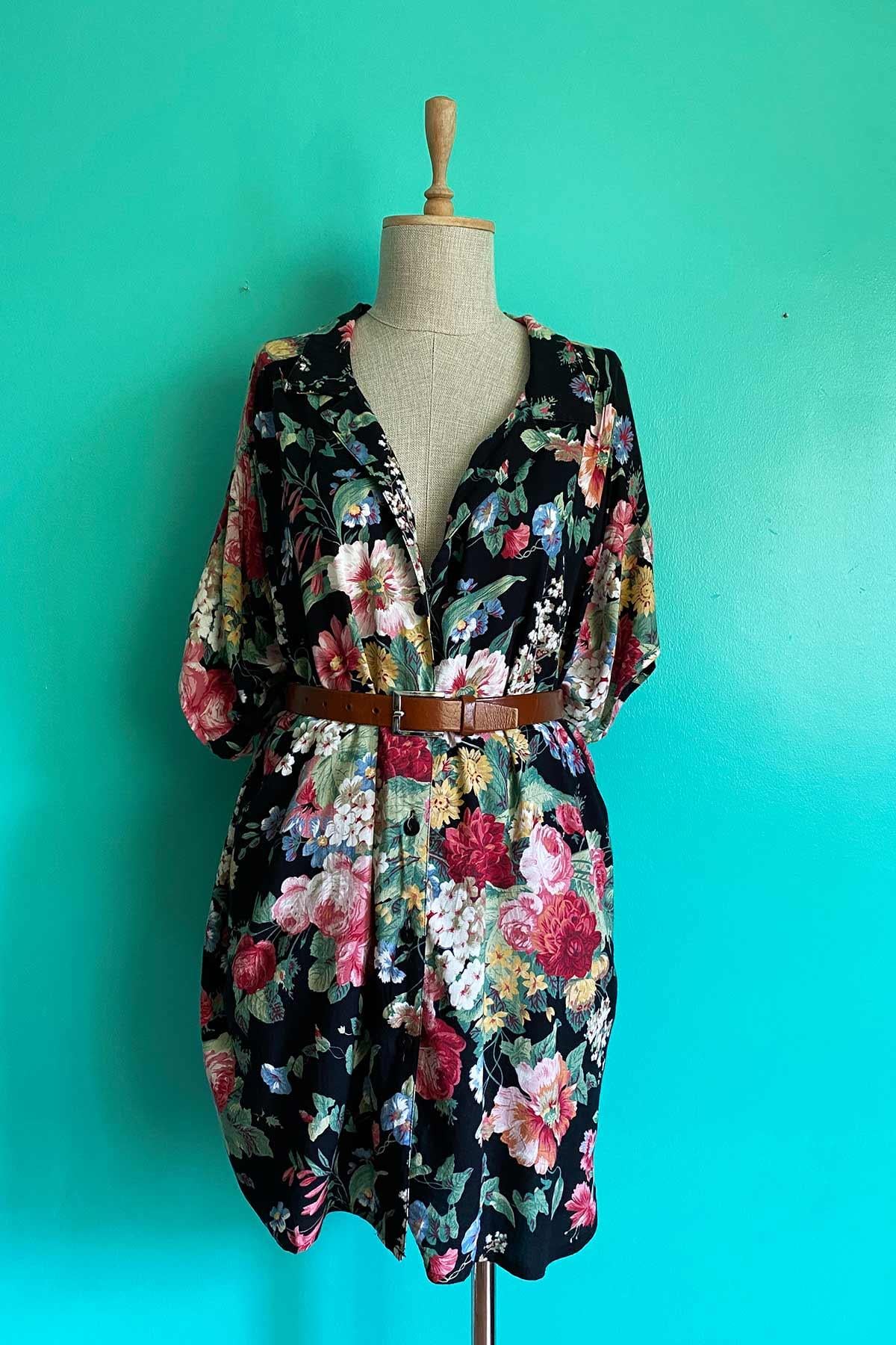 Vintage Oversize Çiçekli Viskon gömlek
