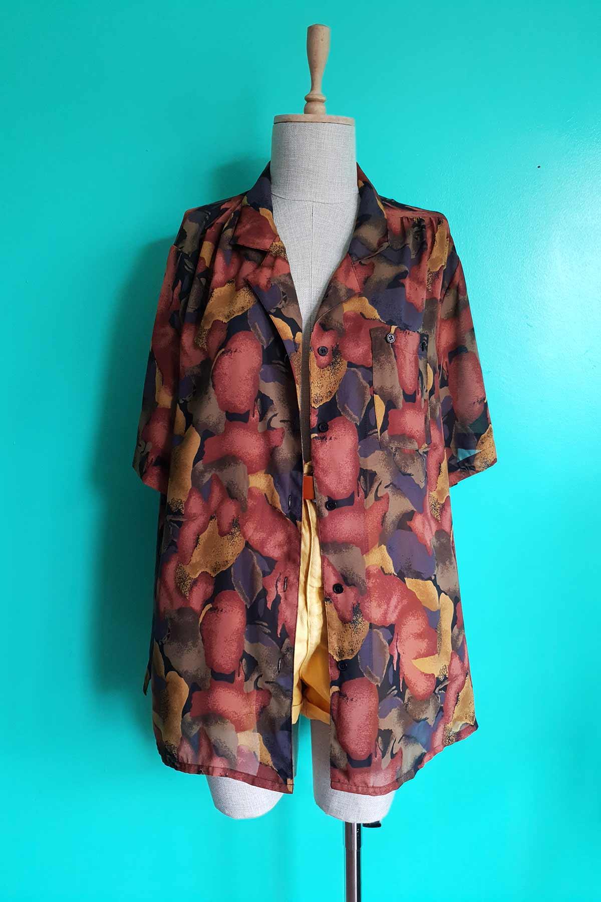 Vintage Oversize Desenli Transparan Gömlek