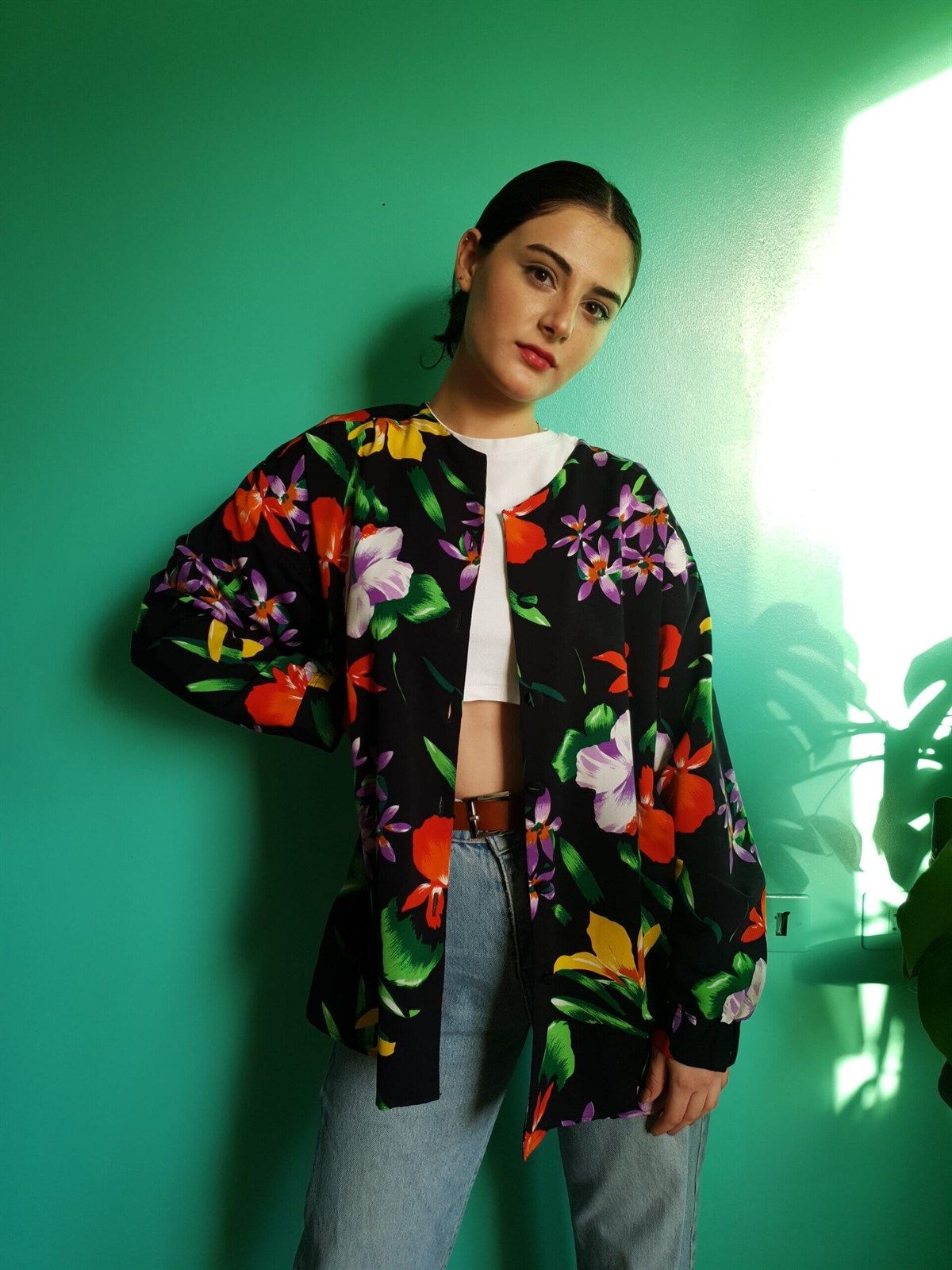 Vintage Oversize Floral Gömlek