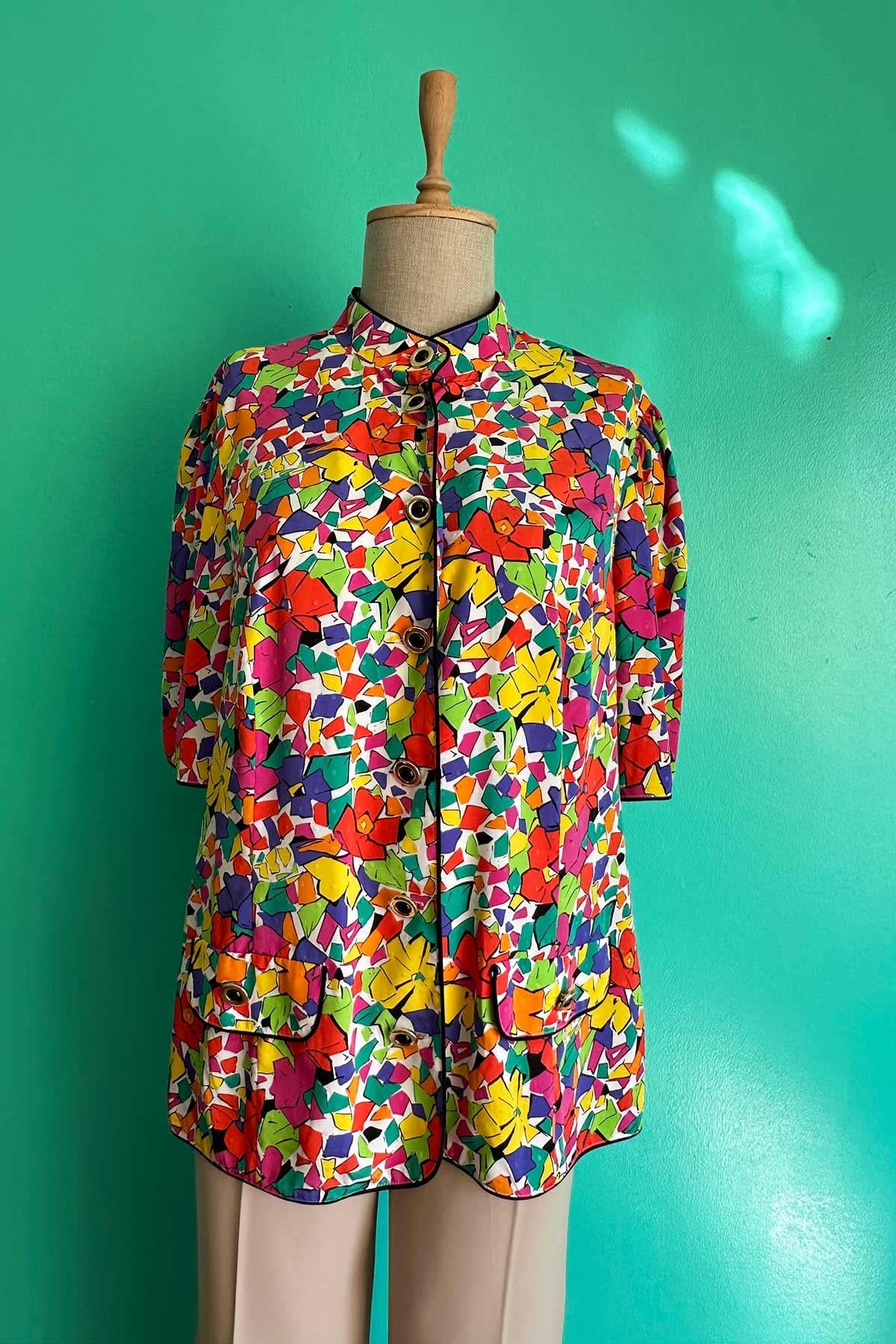 Vintage Oversize Renkli Gömlek