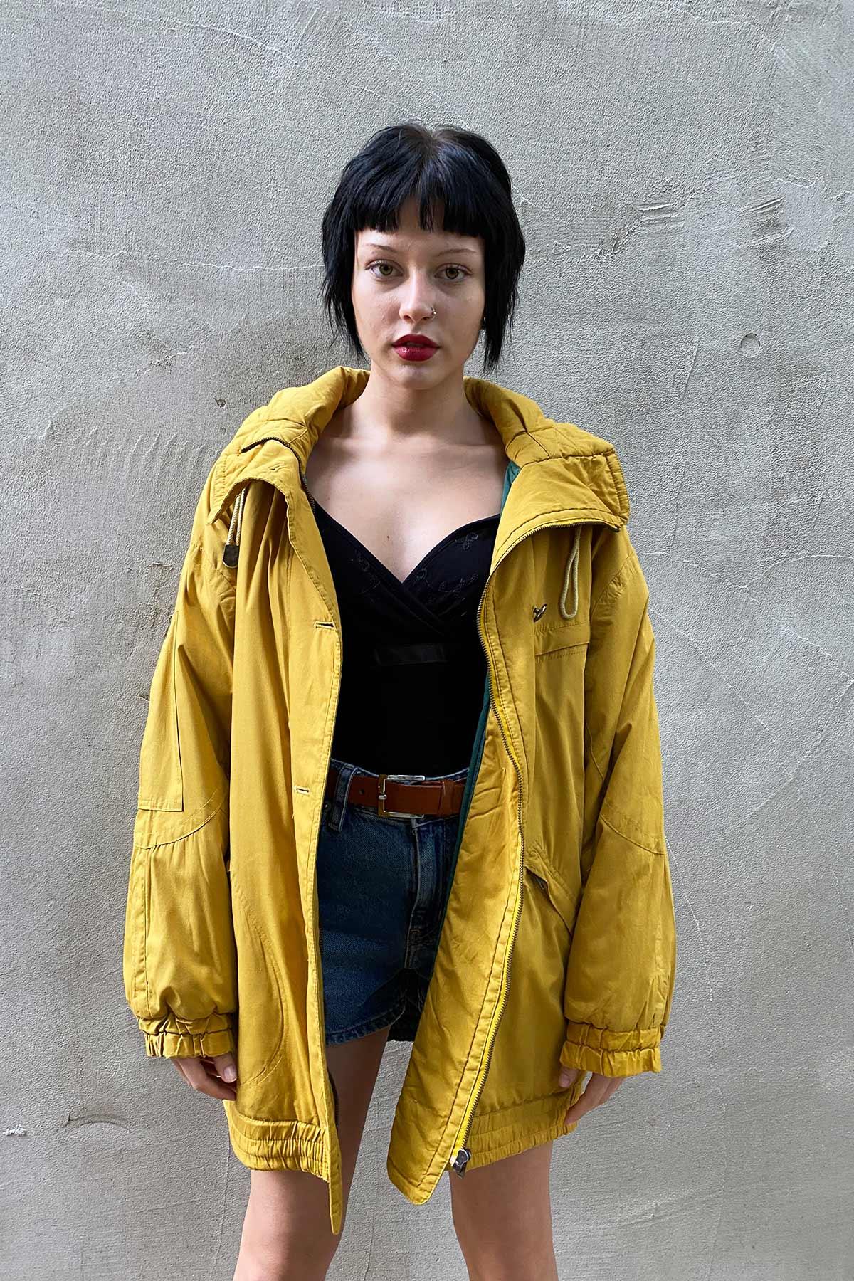 Vintage Oversize Sarı Mont