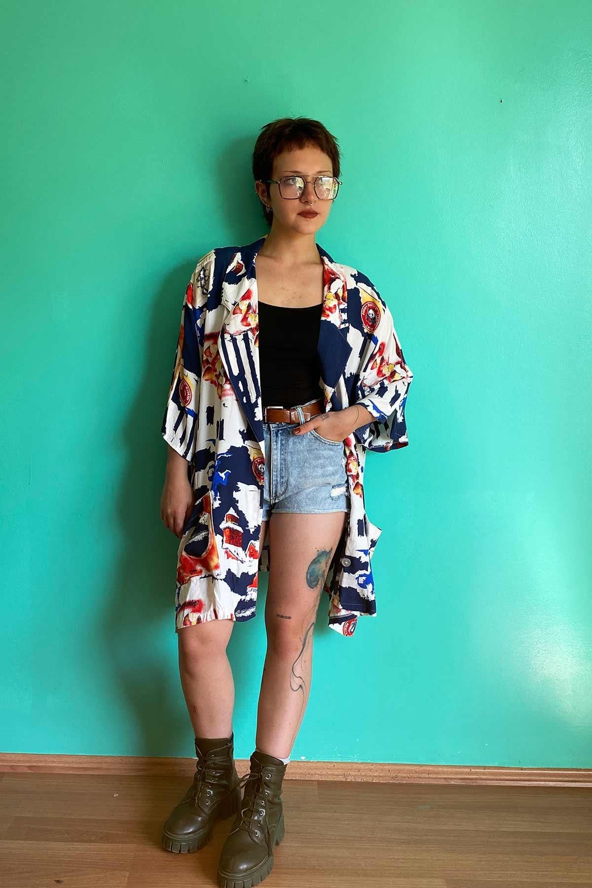 Vintage Oversize Viskon Gömlek Ceket