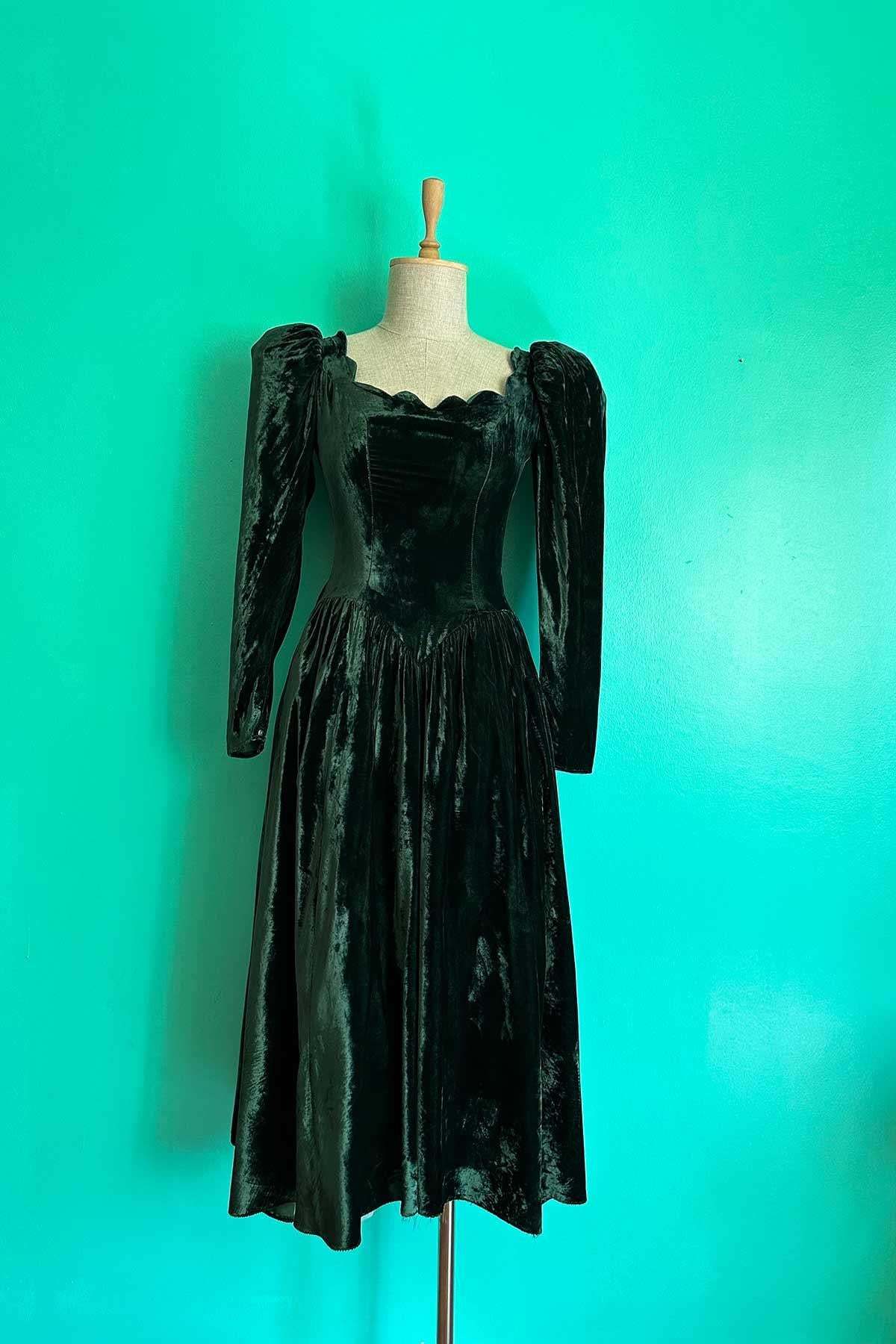 Vintage Özel Dikim Kadife Elbise