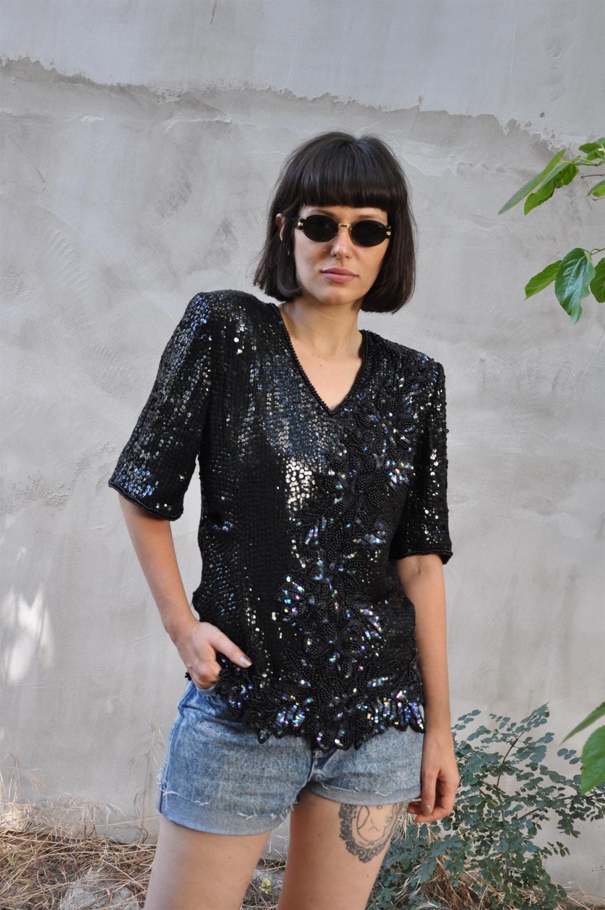vintage payet işleme bluz