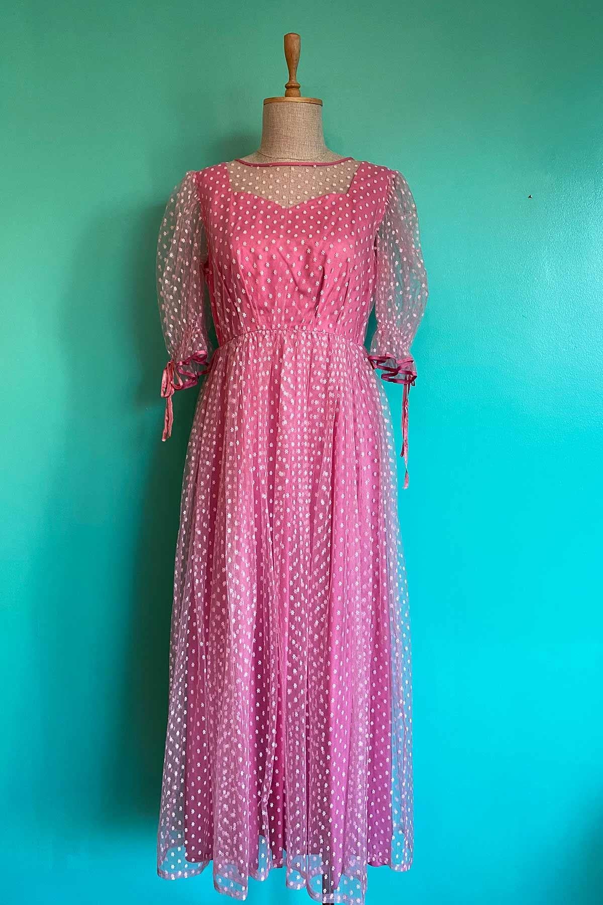 Vintage Pembe Gelinlik Elbise