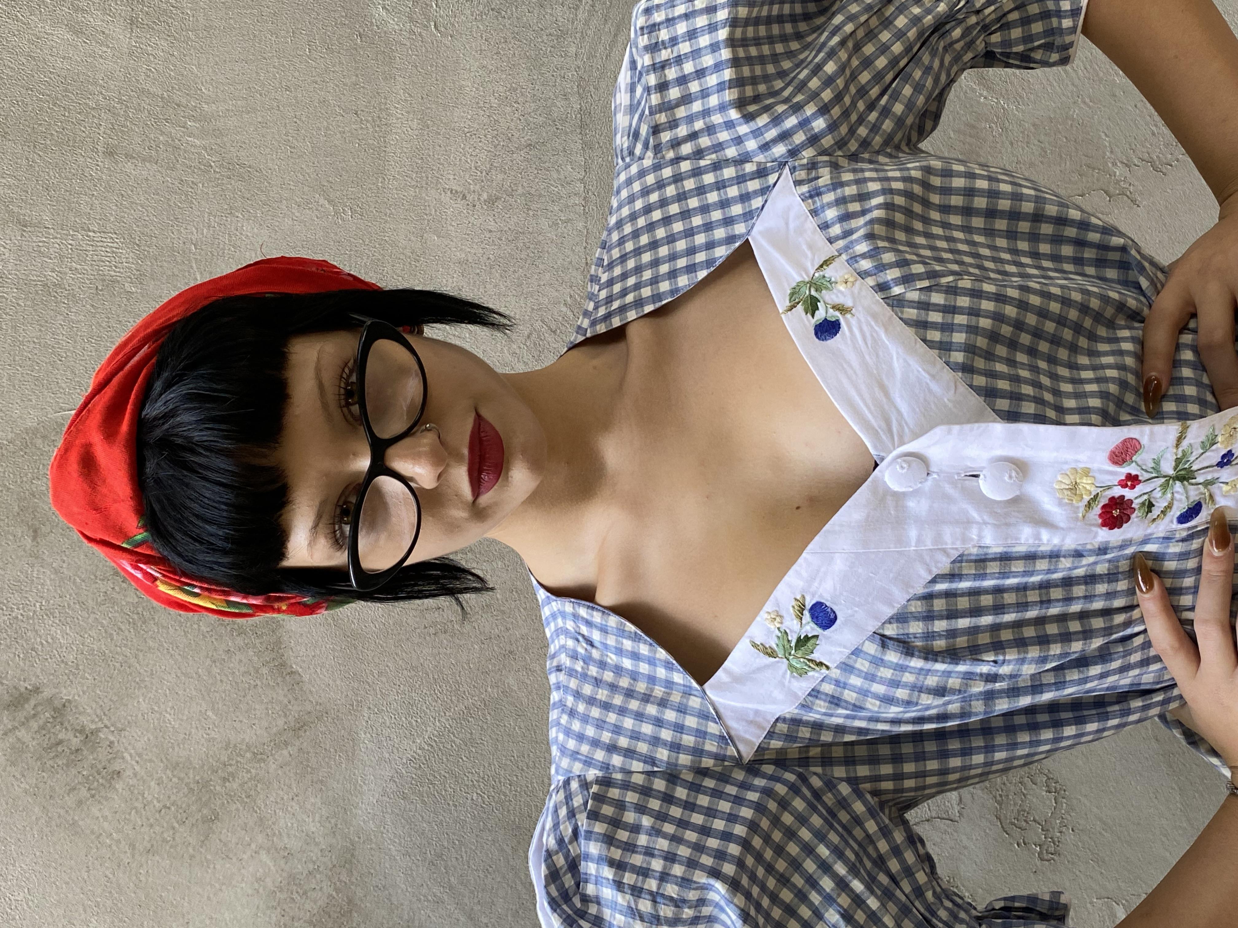 Vintage Pötikare Çiçek İşlemeli Bavyera Bluz