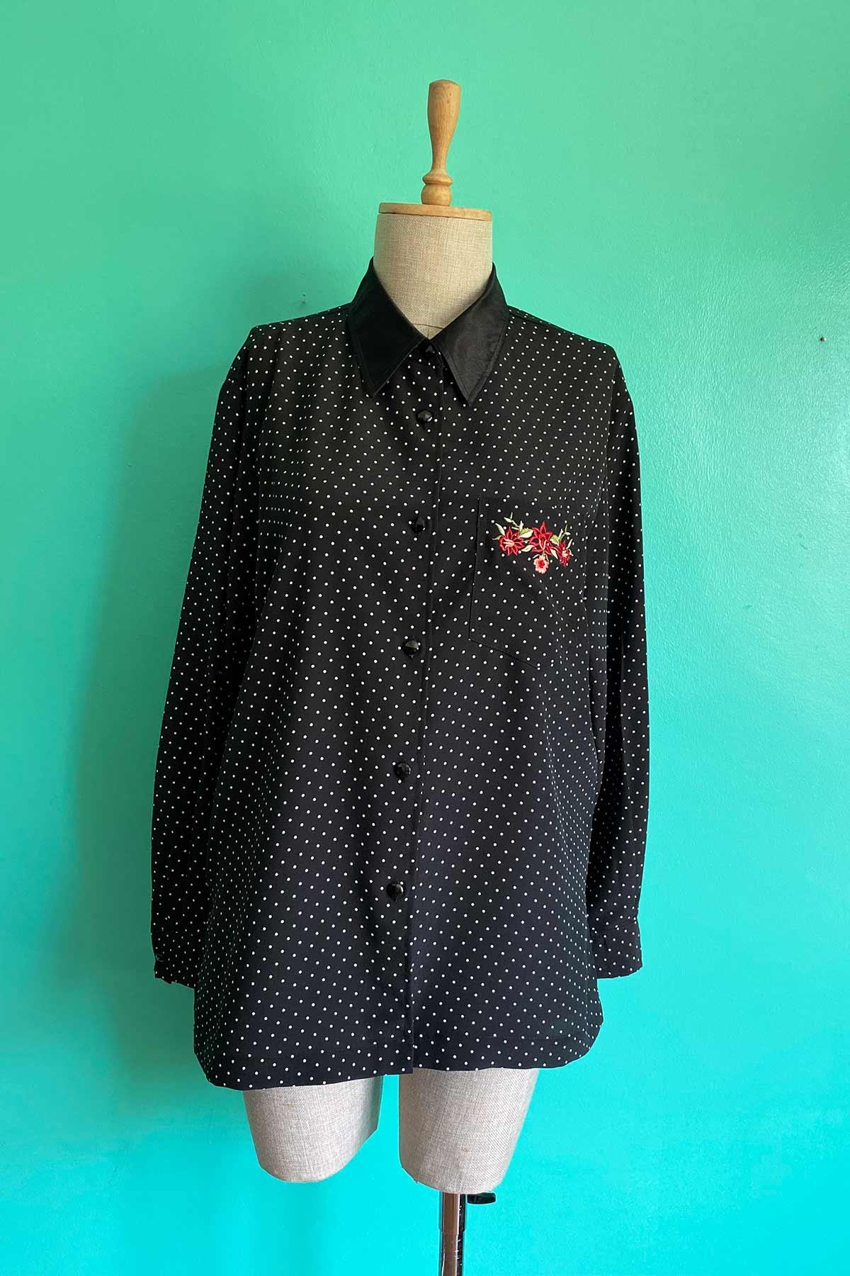 Vintage Puantiyeli Oversize Gömlek