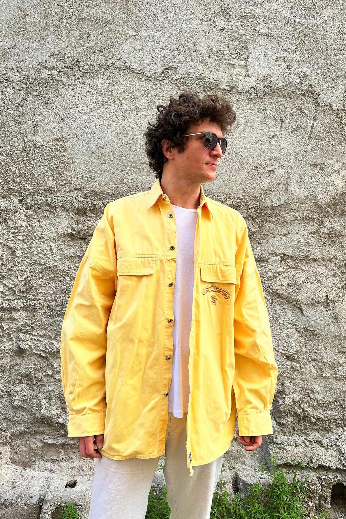Vintage Sarı Kot Gömlek