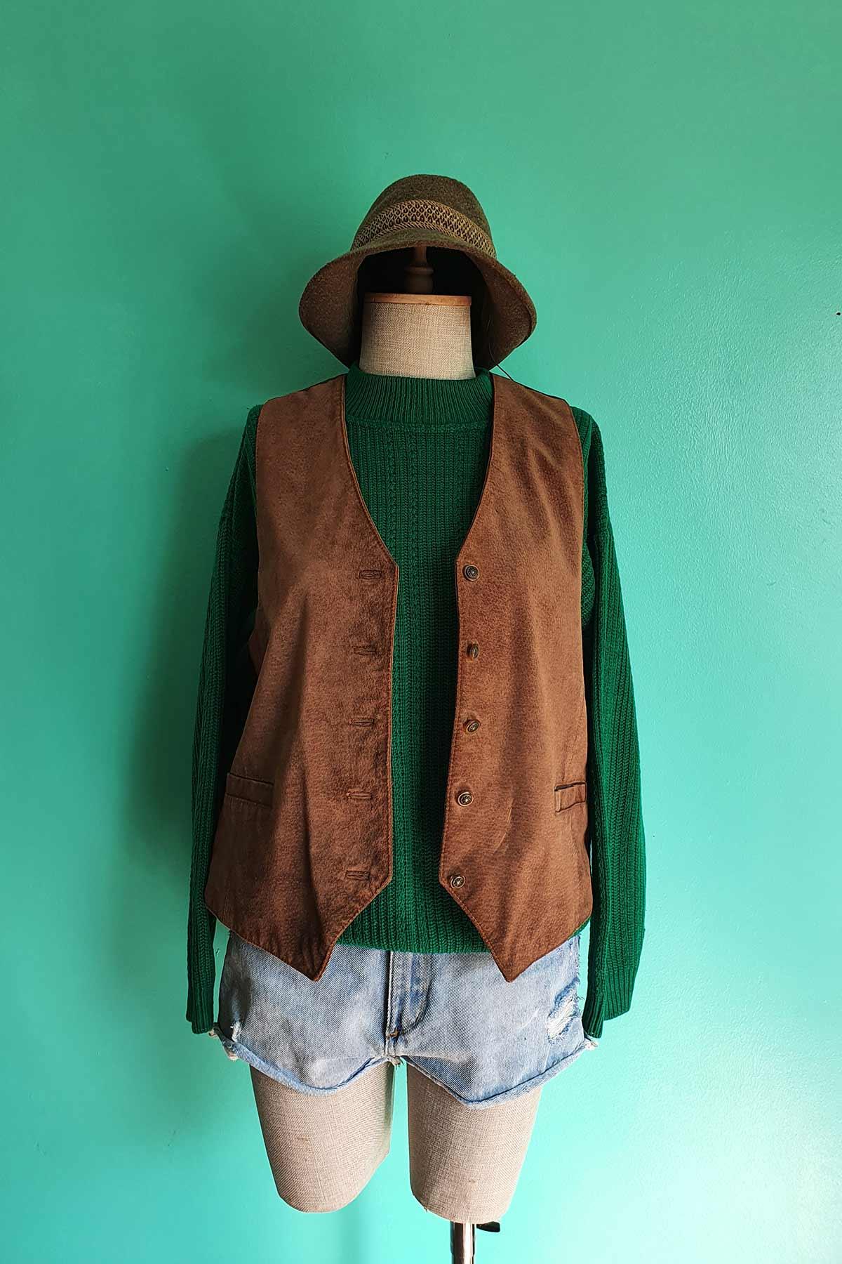 Vintage Süet Deri Yelek