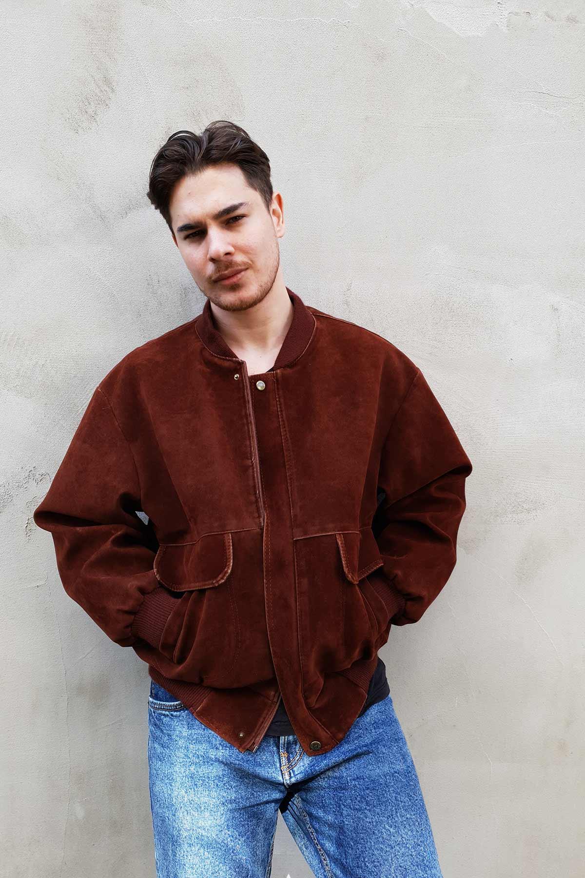 Vintage Süet Kahve Mont