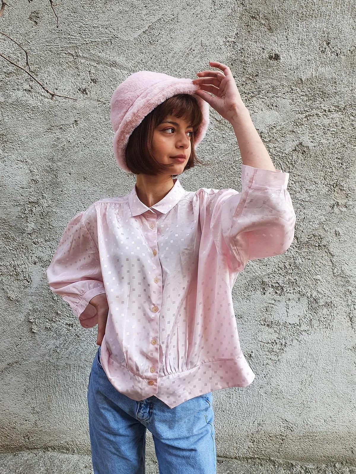 Vintage Toz Pembe Gömlek