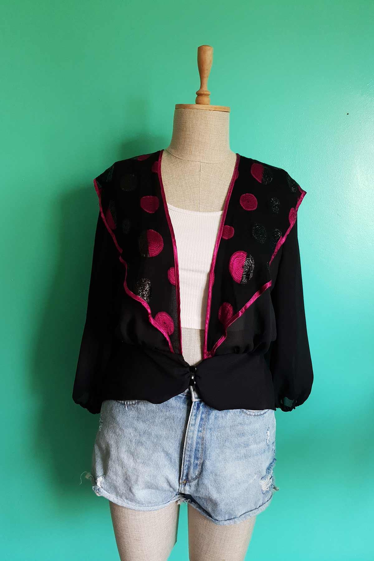 Vintage Transparan siyah Gömlek