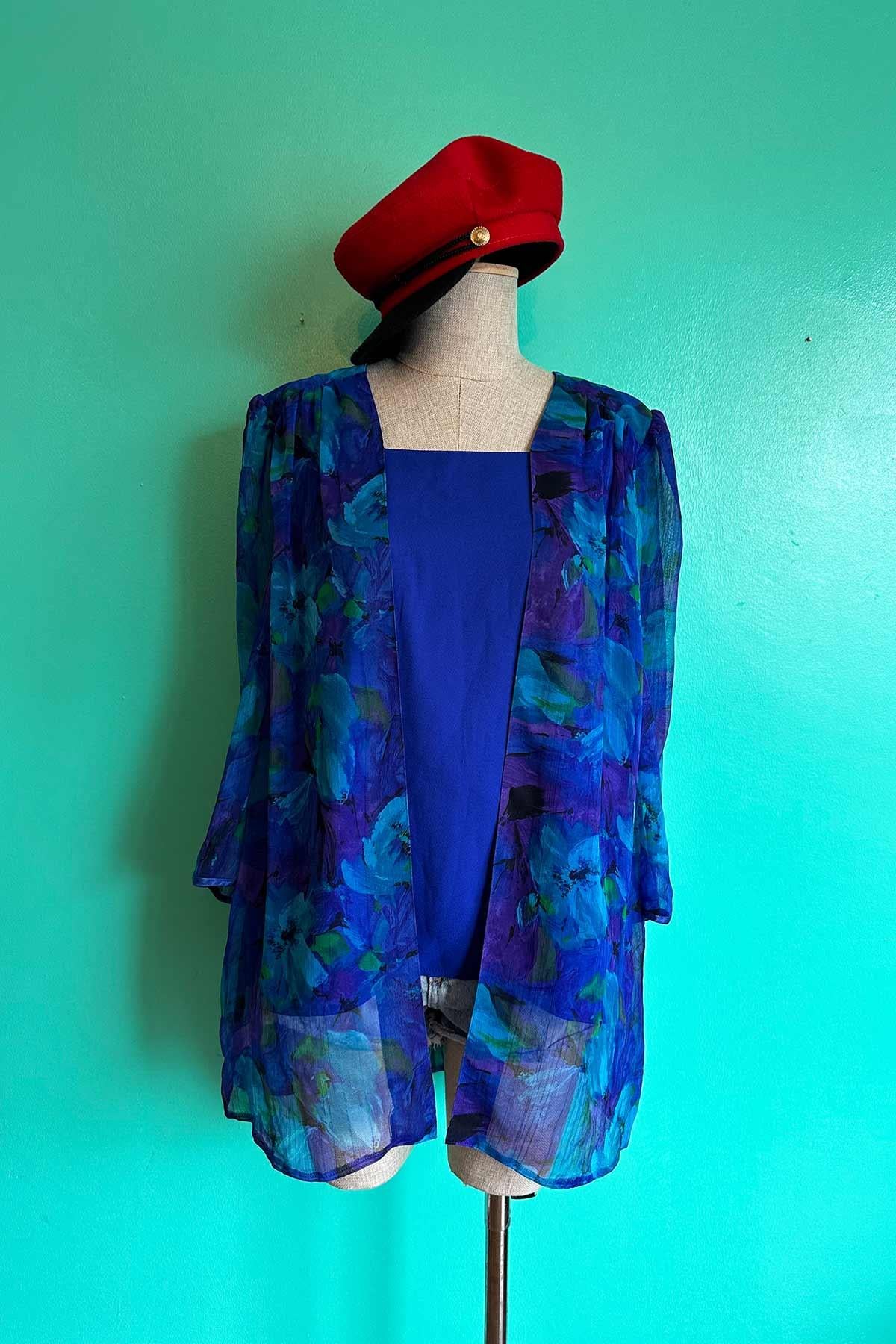 Vintage Tül Detay Mavi Gömlek