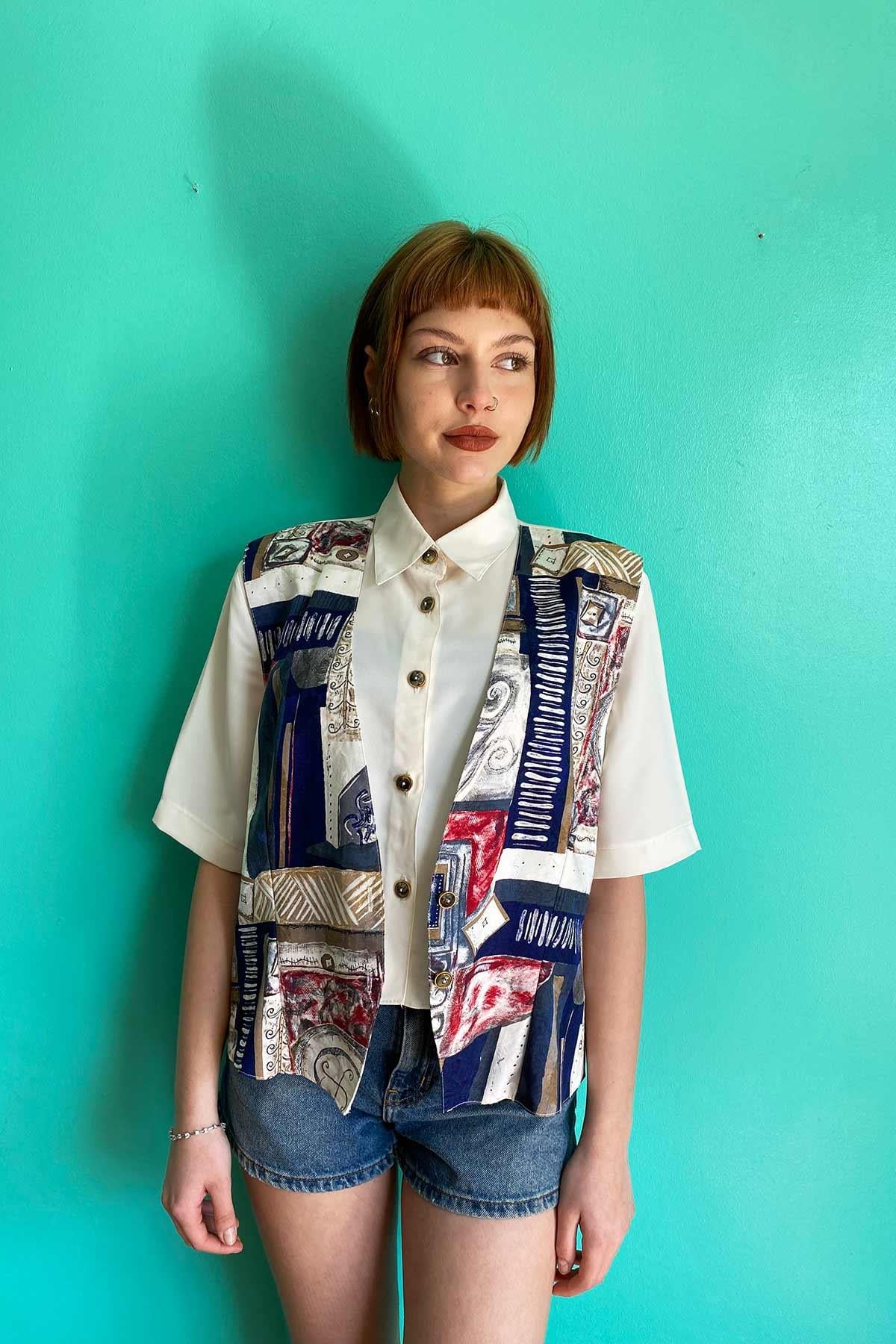 Vintage Yelek Modelli Gömlek