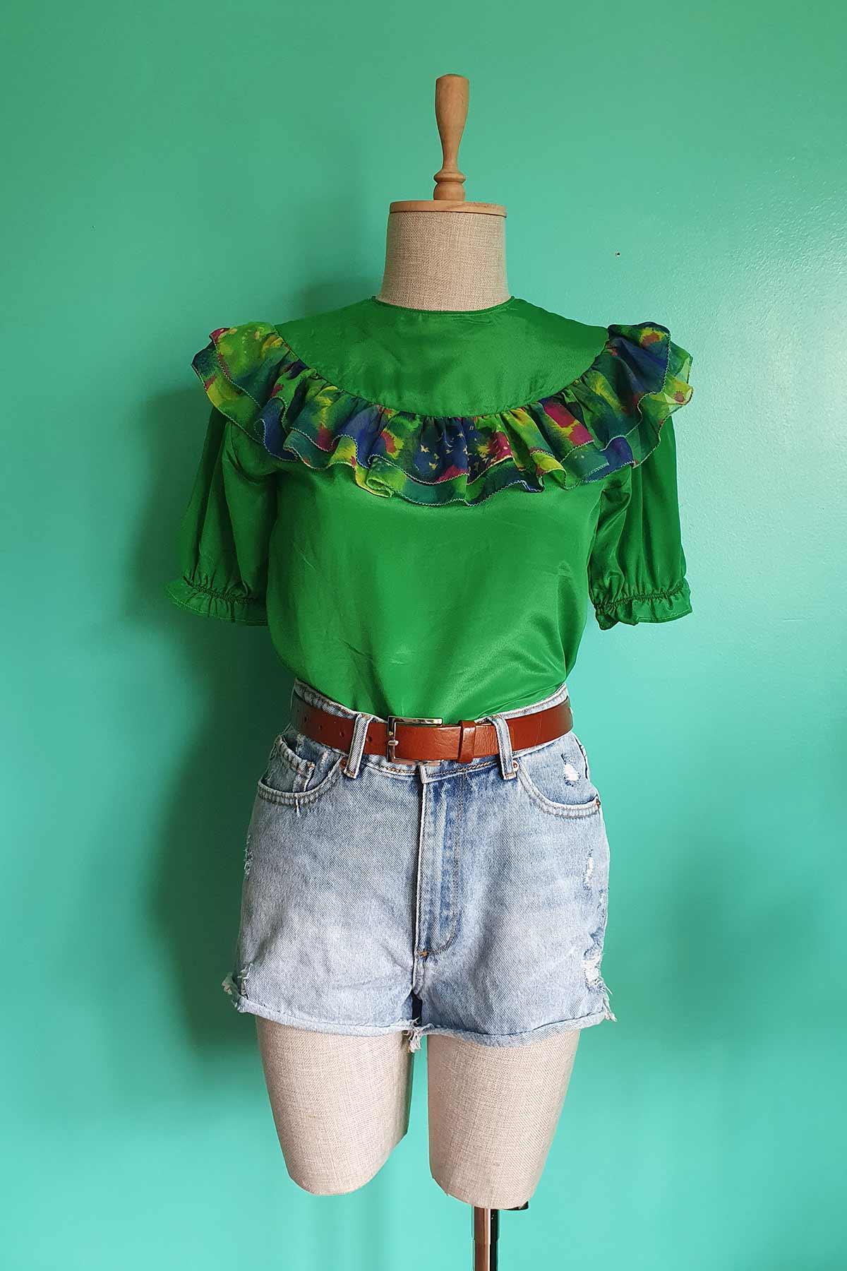 Vintage Yeşil Bluz