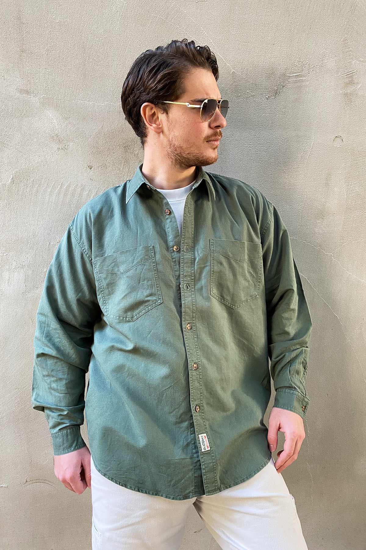 Vintage Yeşil Cotton Gömlek