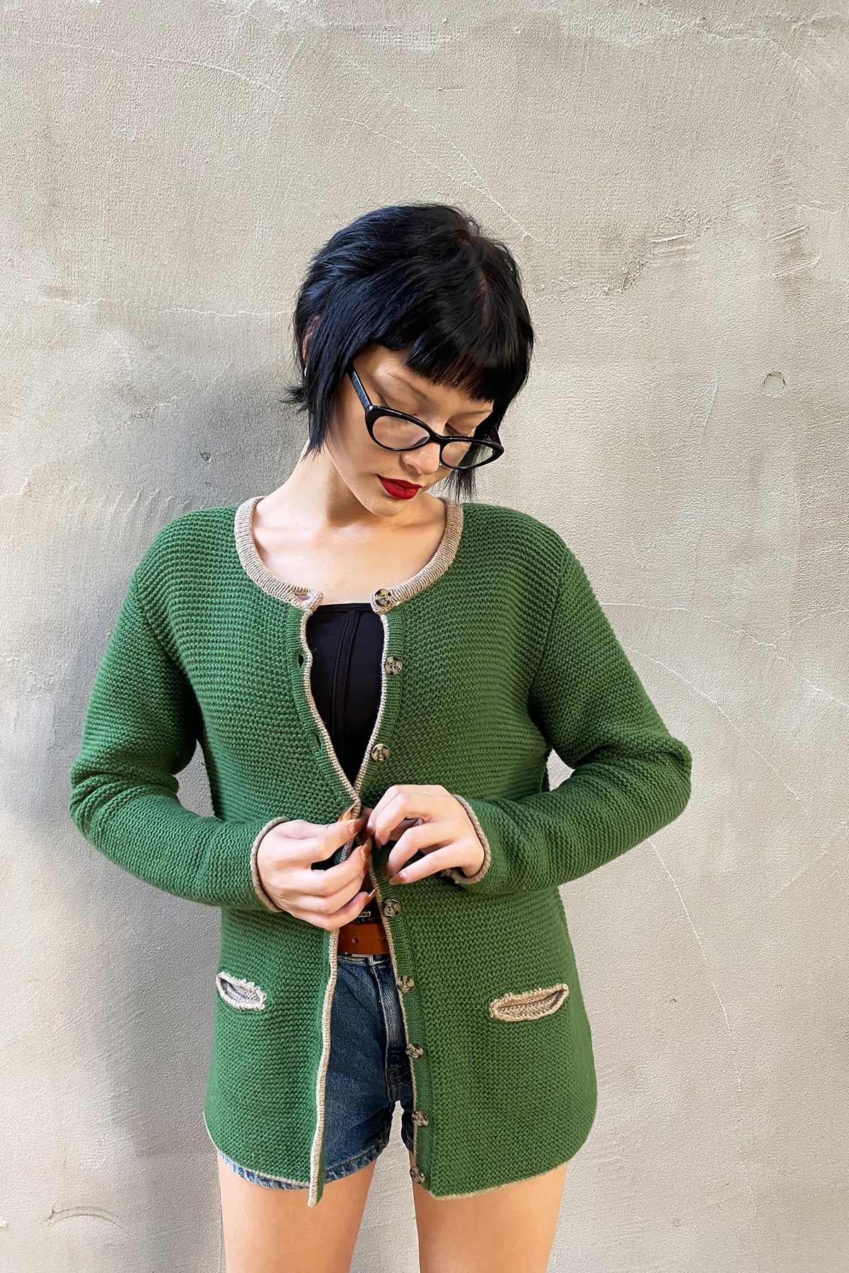 Vintage Yeşil Hırka