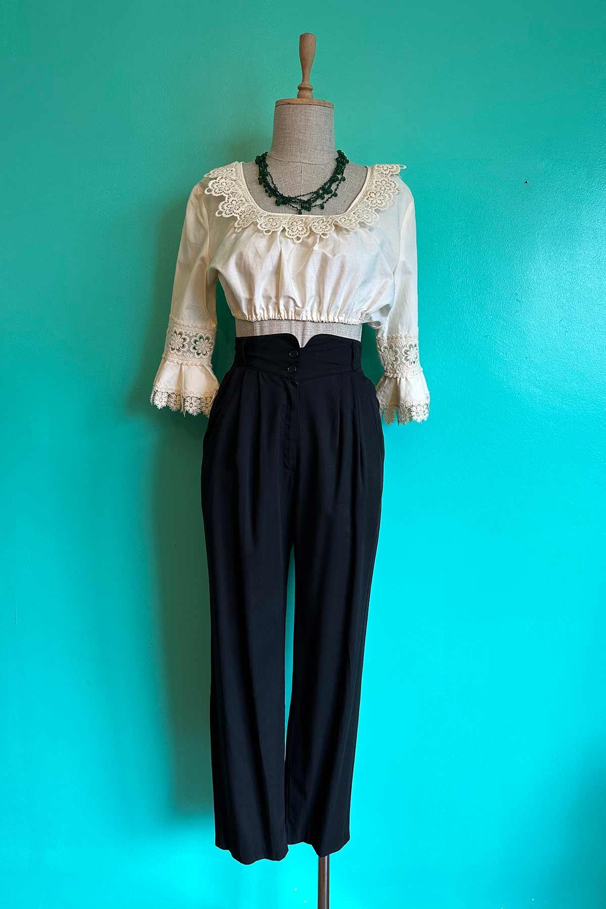 Vintage Yüksek Bel Siyah Pantolon