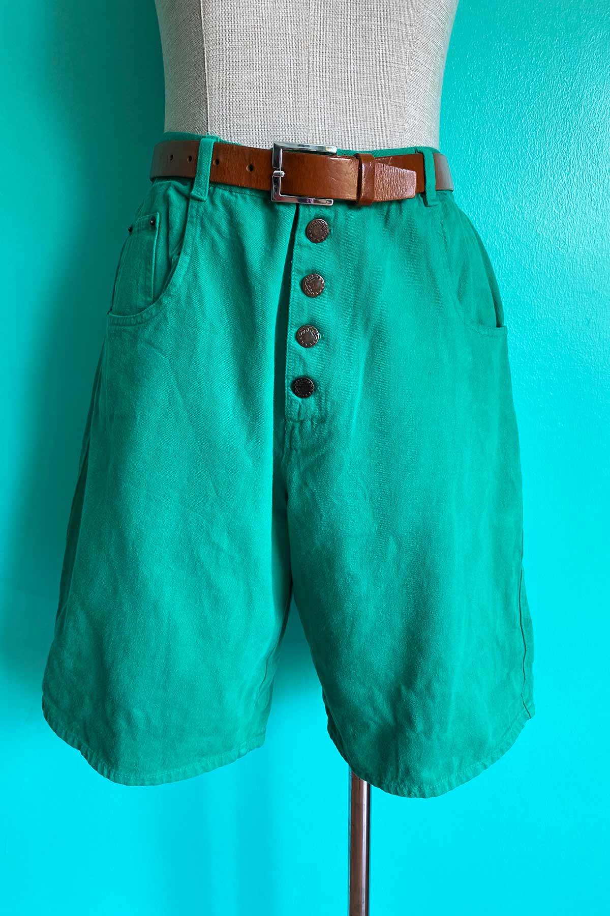 Vintage Yüksek Bel Yeşil Şort