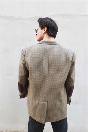 Vintage Ekose Erkek Blazer Ceket