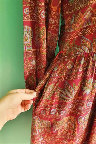 Vintage Etnik Desenli Elbise
