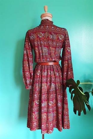 Vintage Etnik Desenli Elbise