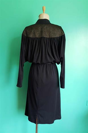 Vintage Kemerli Siyah Elbise