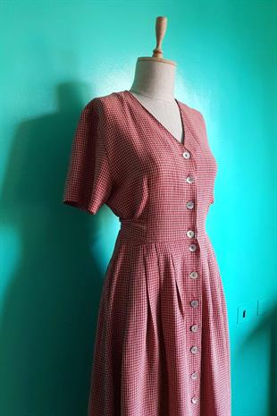 Vintage Kuşaklı Elbise