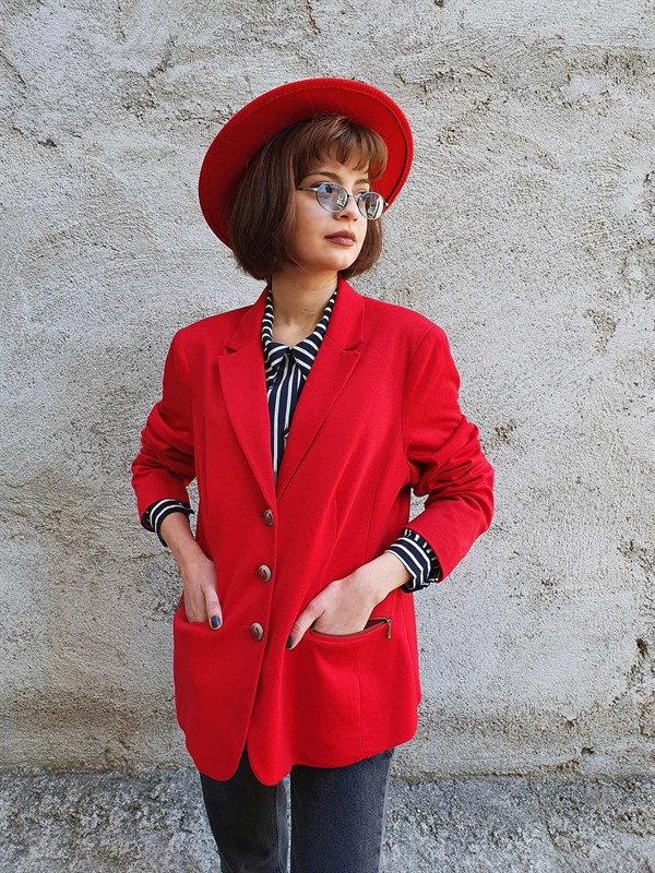 Vintage Kırmızı Blazer Ceket
