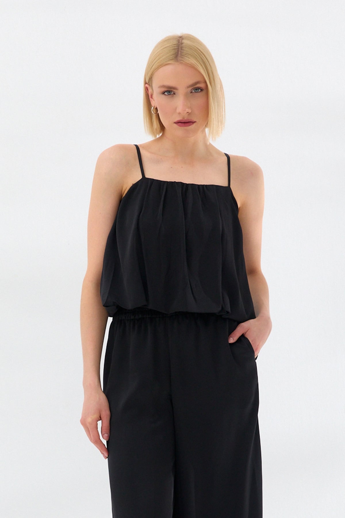 Askılı Straplez Bluz Siyah-6488_2