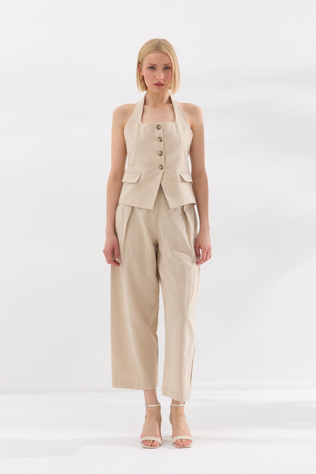 Keten Pantolon Naturel-6515_165