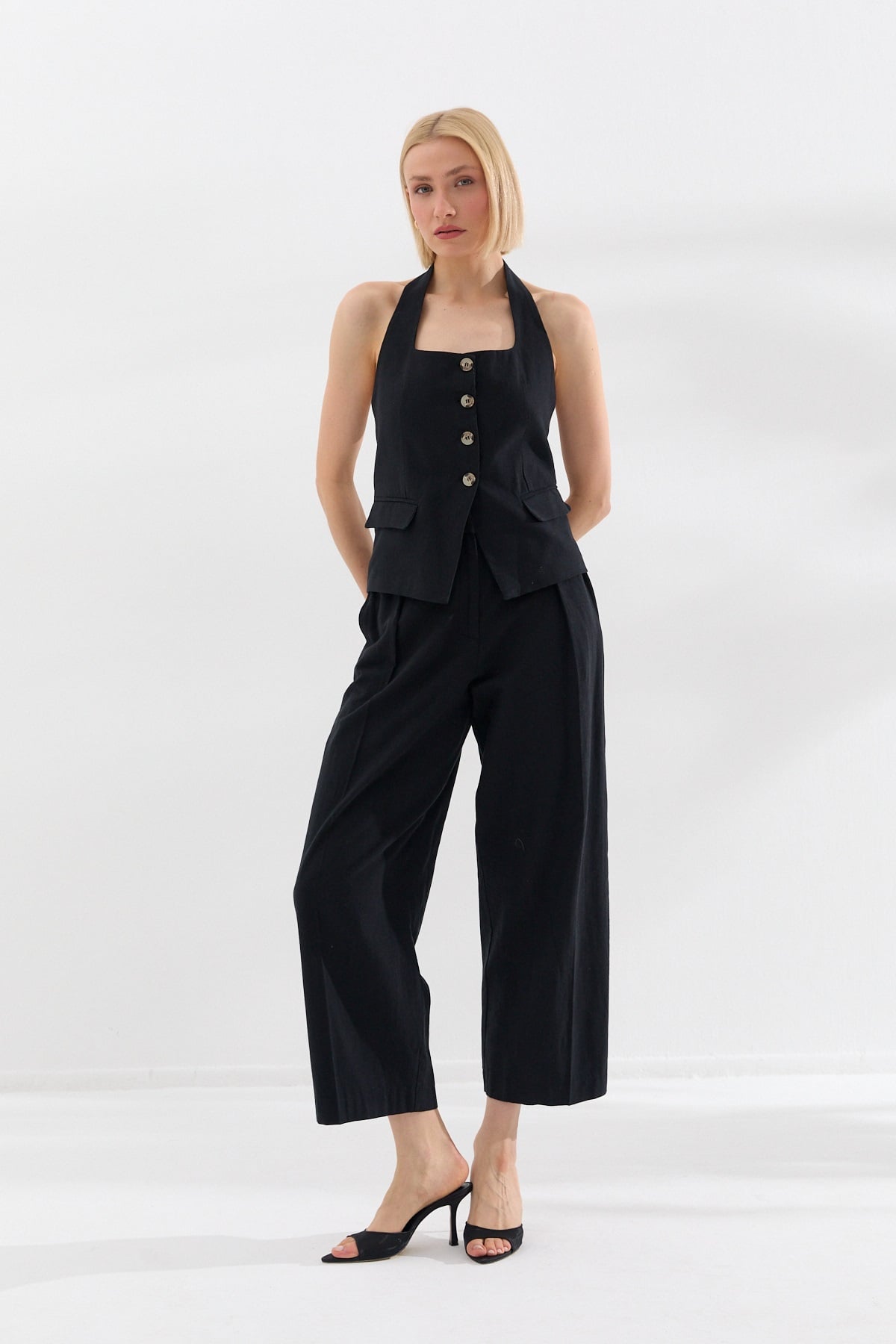 Keten Pantolon Siyah-6515_2