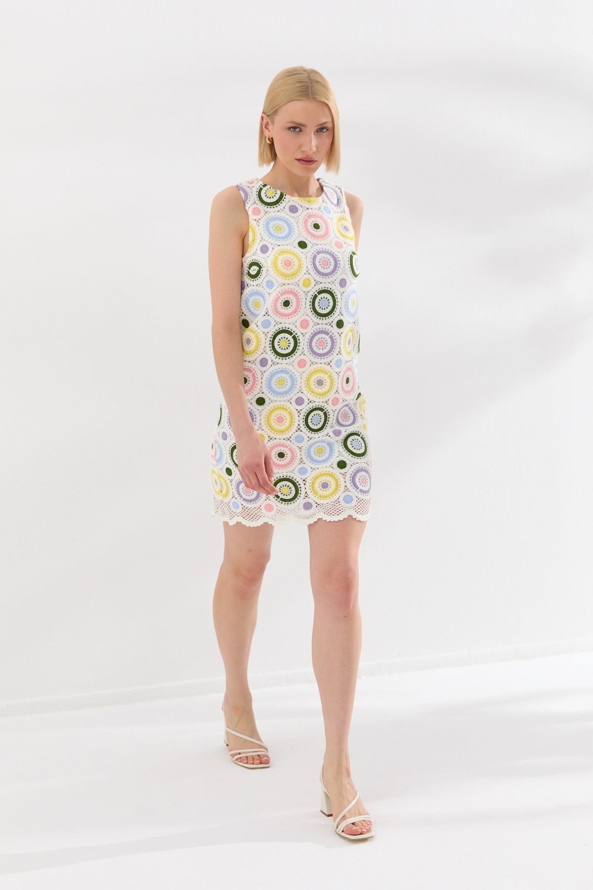 Kolsuz Crochet Mini Ellbise Multi Color-6621_164
