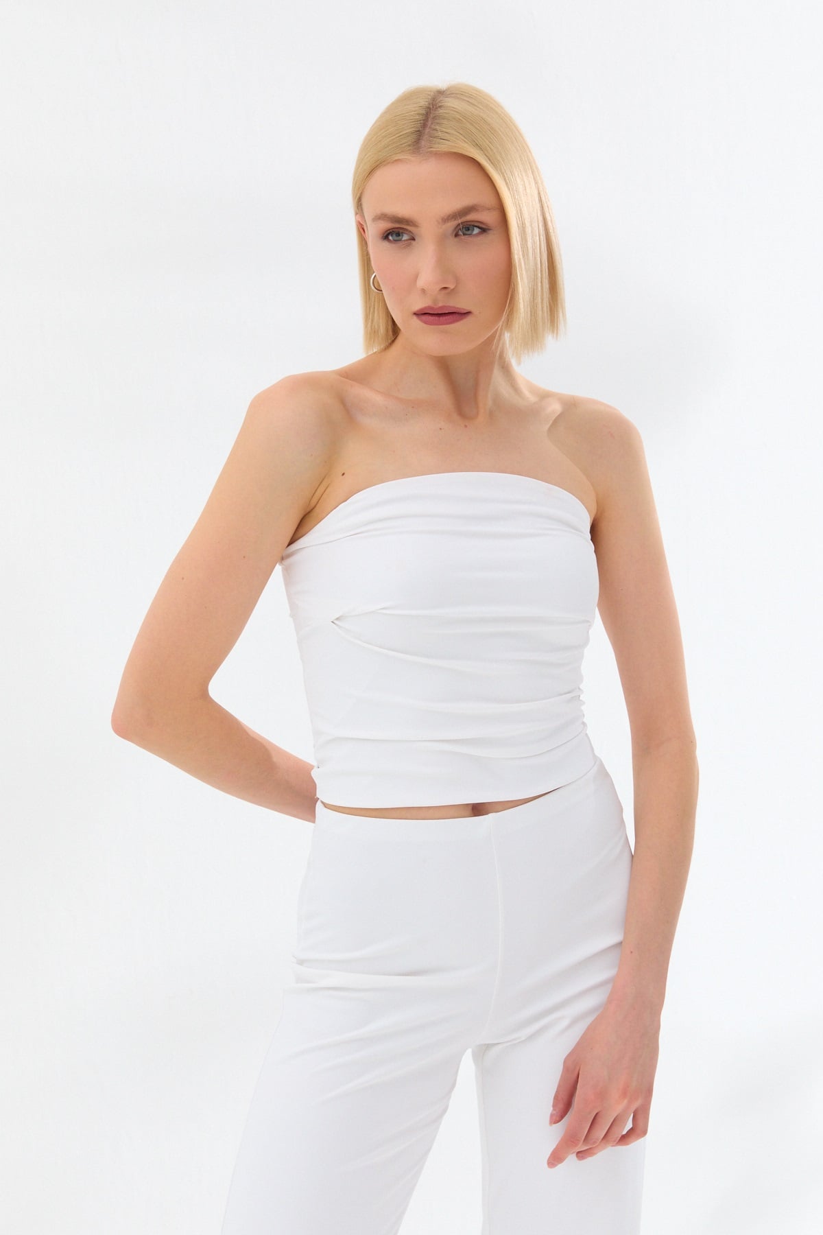 Straplez Bluz Beyaz-6532_1