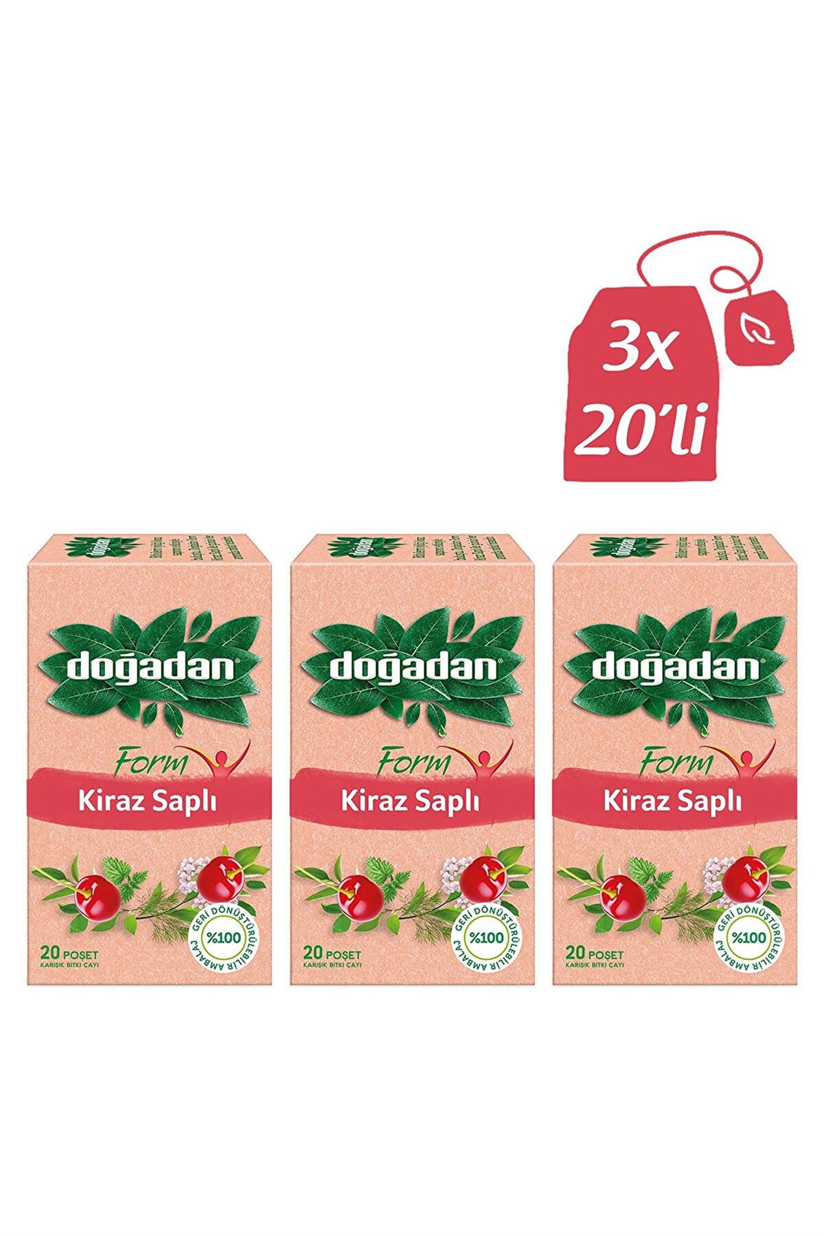 Doğadan Form Mixed Herbal Tea Bags With Cherry Stalk 20 Pieces |  turquoisebazaar.com