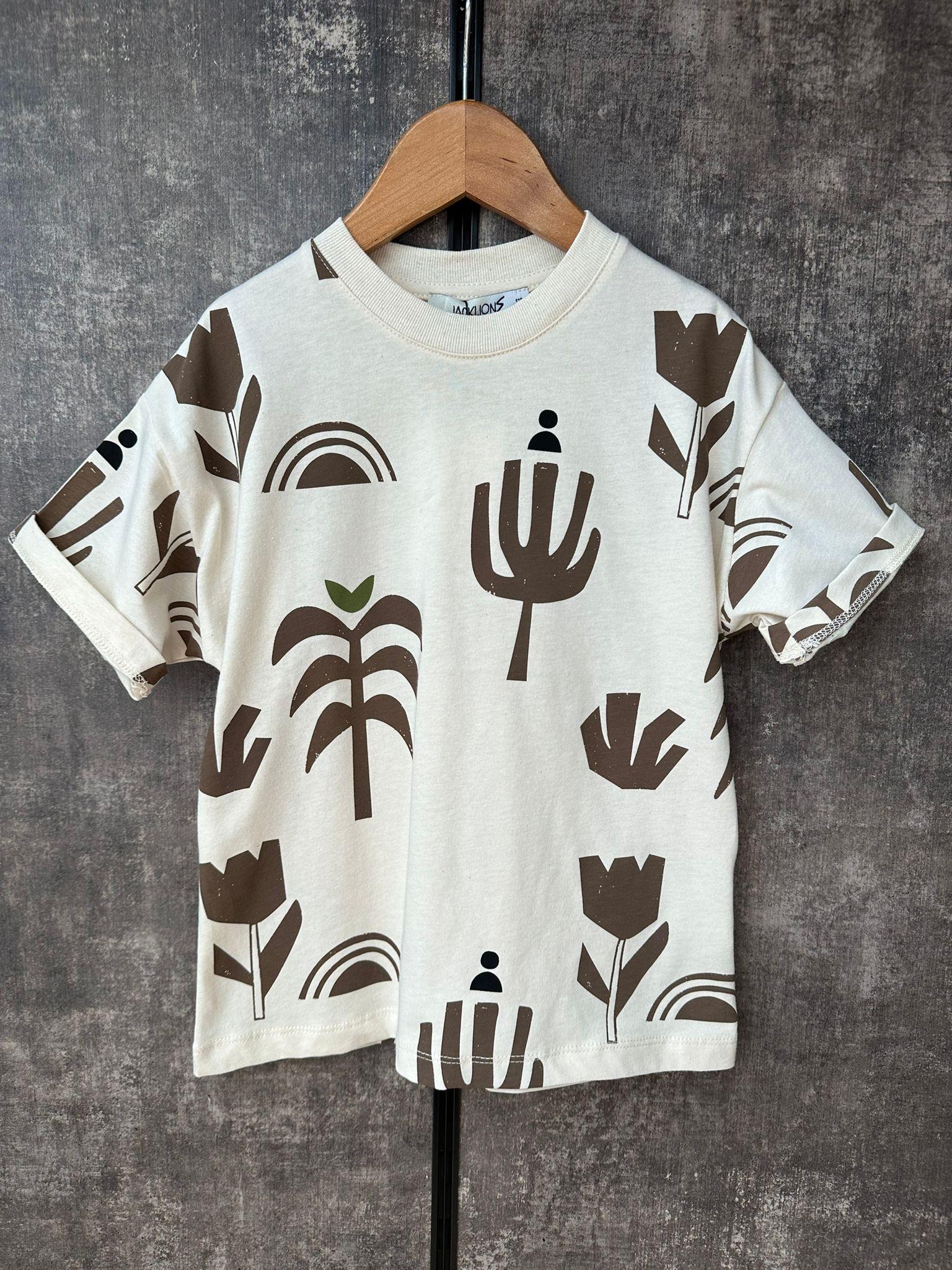 Ekru Desenli TshirtÇOCUKCABUTİK